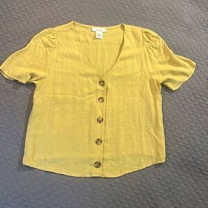 Urban Romantics Mustard Yellow Button Up Blouse Sweater